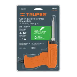 Truper Cautín 40 W profesional tipo pistola para electrónica