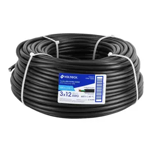 40006 / CAUR-312 Volteck Metro de cable uso extra rudo 3 x 12 AWG en rollo de 100 m