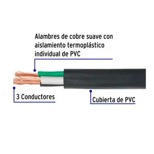Volteck Metro de cable uso extra rudo 3 x 14 AWG en rollo de 100 m