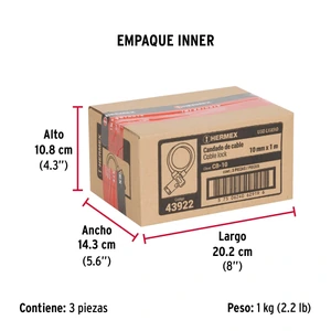 Candado de cable con llave, 10 mm X 1.0 m, Hermex