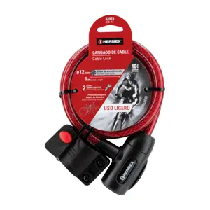 43923 / CB-12 Candado de cable con llave, 12 mm X 1.0 m, Hermex
