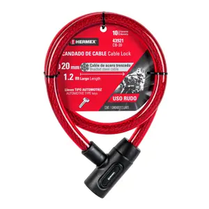 43921 / CB-20 Candado de cable con llave, 20 mm X 1.20 m, Hermex