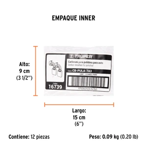 Bolsa con 2 carbones de repuesto para PULA-7A3, TRUPER