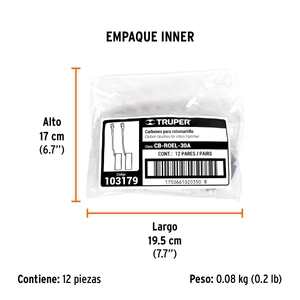 Bolsa con 2 carbones de repuesto para ROEL-30A, TRUPER
