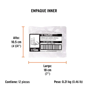 Bolsa con 2 carbones de repuesto para SOPLA-960, TRUPER