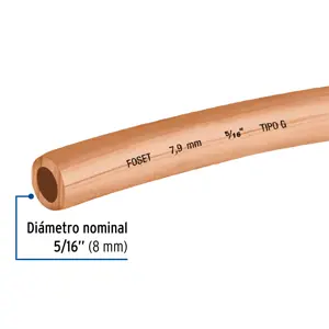 Rollo de 15m de tubo flexible de cobre 5/16