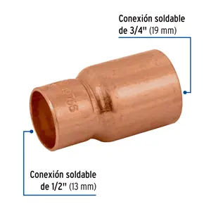 Cople reducción bushing cobre 3/4