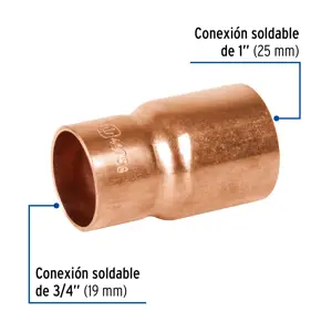 Cople reducción bushing cobre, 1