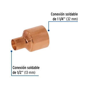 Cople reducción bushing cobre 1-1/4 x 1/2