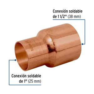 Cople reducción bushing cobre 1-1/2 x 1