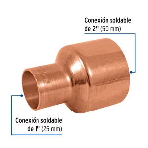 Cople reducción bushing cobre 2 x 1