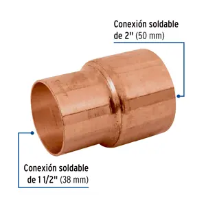 Cople reducción bushing cobre 2 x 1-1/2