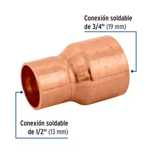 Cople reducción campana cobre 3/4
