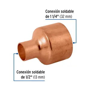 Cople reducción campana cobre 1-1/4