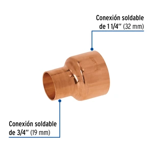 Cople reducción campana cobre 1-1/4