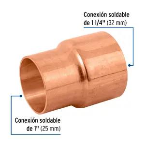 Cople reducción campana cobre 1-1/4