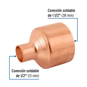 Cople reducción campana cobre 1-1/2
