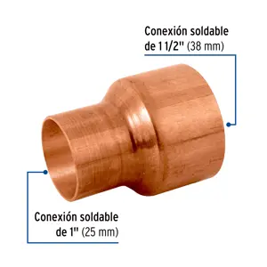 Cople reducción campana cobre 1-1/2