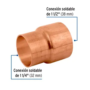Cople reducción campana cobre 1-1/2