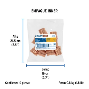 Conector de cobre, rosca interior 1