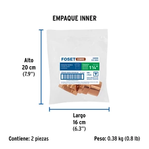 Conector de cobre, rosca interior 1-1/4