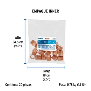 Conector de cobre, rosca exterior 3/4