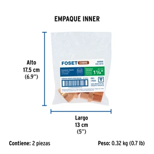 Conector de cobre, rosca exterior 1-1/4