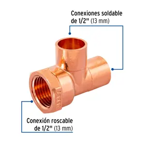 Tee de cobre rosca lateral 1/2