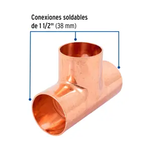 Tee sencilla de cobre 1-1/2