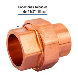 Tuerca unión de latón cobrizado 1-1/2