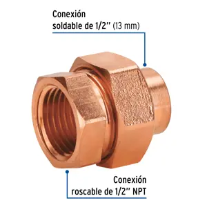Tuerca unión latón cobrizado 1/2