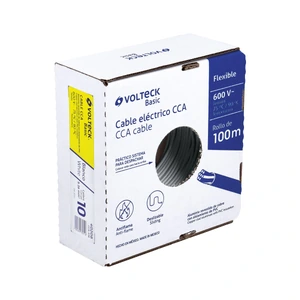 Volteck Rollo de 100 metros de cable THW CCA 10 AWG blanco, Basic