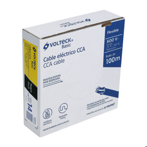 Volteck Rollo de 100 metros de cable THW CCA 14 AWG negro, Basic