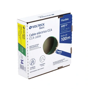 Volteck Rollo de 100 metros de cable THW CCA 14 AWG verde, Basic
