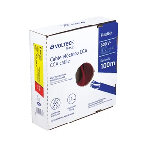 Volteck Rollo de 100 metros de cable THW CCA 8 AWG rojo, Basic