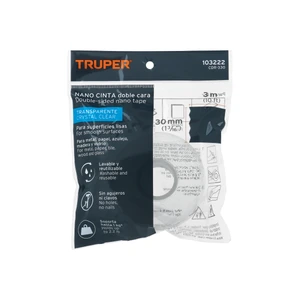 Cinta doble cara reutilizable, transparente 3mx30mm, Truper