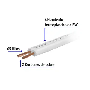 Volteck Metro de cordón dúplex flexible SPT 12 AWG en carrete 300 m