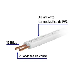 Volteck Metro de cordón dúplex flexible SPT 18 AWG en carrete 500 m