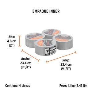 Cinta para ducto 30m x 48mm, espesor 0.19mm, Truper