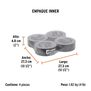 Cinta negra para ducto 50m x 48mm, espesor 0.19mm, Truper