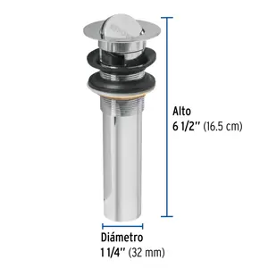 Foset Contra p/lavabo con rebosadero, tipo moneda, cromo, 1-1/4