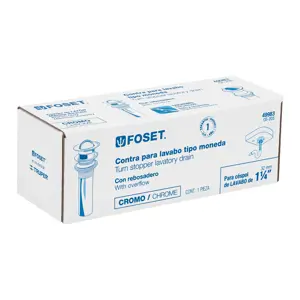 49983 / CE-205 Foset Contra p/lavabo con rebosadero, tipo moneda, cromo, 1-1/4