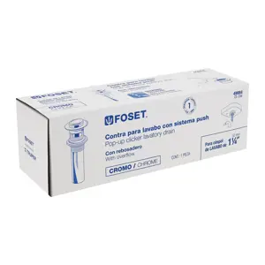 49984 / CE-206 Foset Contra p/lavabo con rebosadero, sistema push, cromo, 1-1/4