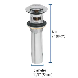 Foset Contra p/lavabo con rebosadero, sistema push, cromo, 1-1/4