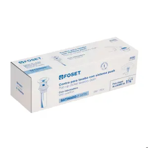 Foset Contra p/lavabo con rebosadero, sistema push, satín, 1-1/4