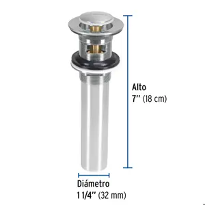 Foset Contra p/lavabo con rebosadero, sistema push, satín, 1-1/4