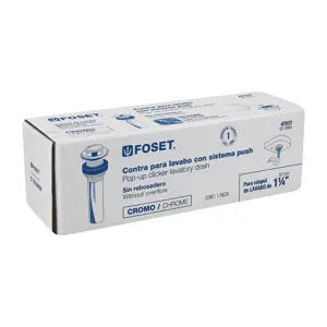 47037 / CE-206S Foset Contra p/lavabo sin rebosadero, sistema push, cromo, 1-1/4