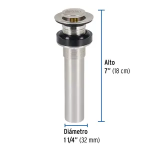 Foset Contra p/lavabo sin rebosadero, sistema push, satín, 1-1/4
