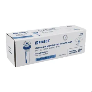 Foset Contra p/lavabo sin rebosadero, sistema push, satín, 1-1/4