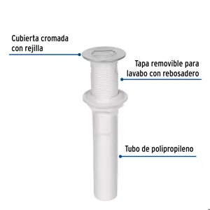 Foset Contra para lavabo c/rebosadero, polipropileno, 1-1/4